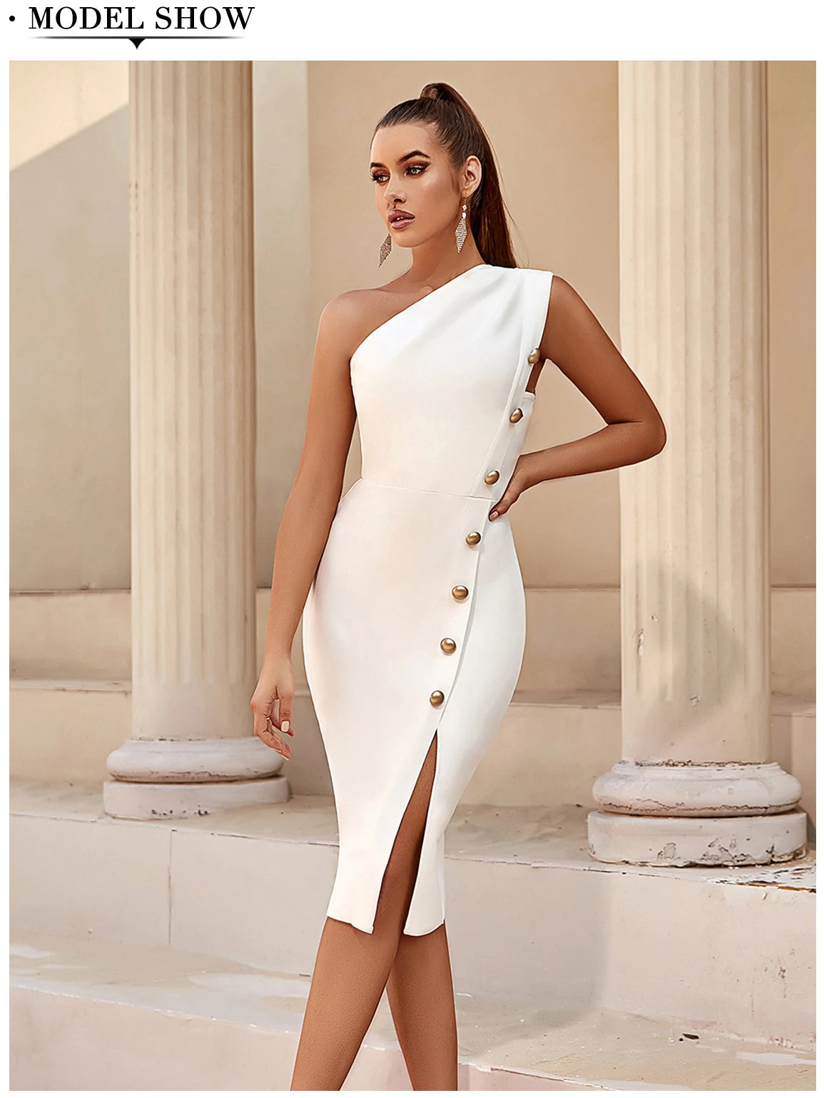 Bandage Sexy One Shoulder Button Sleeveless