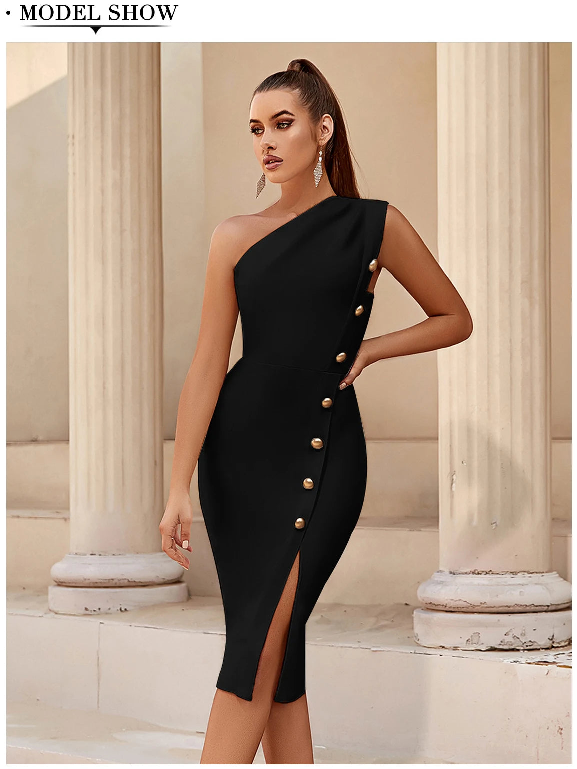 Bandage Sexy One Shoulder Button Sleeveless