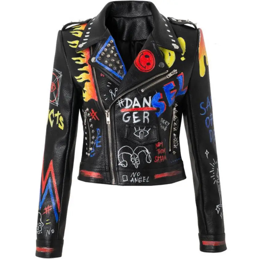 Rivet beading Pu Leather Jacket