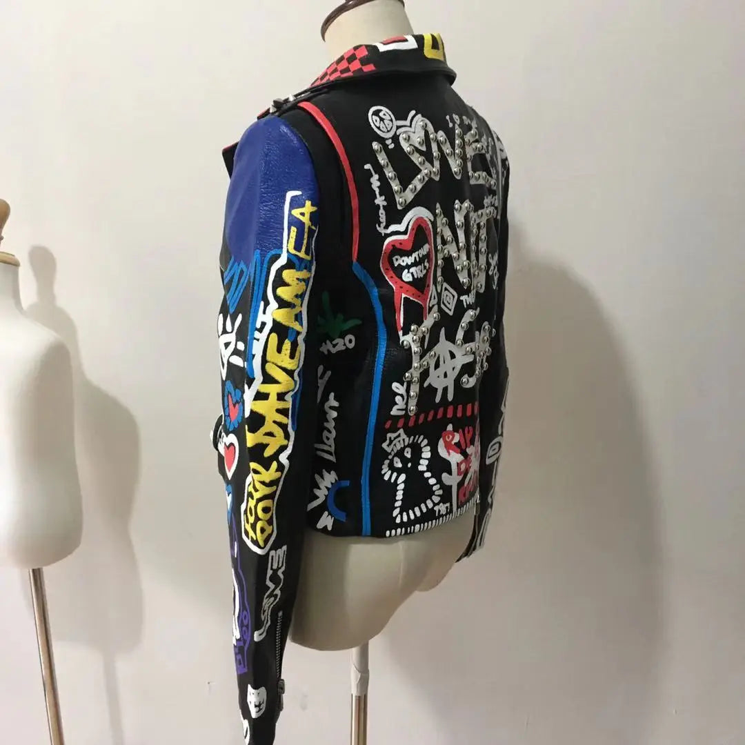 Rivet beading Pu Leather Jacket