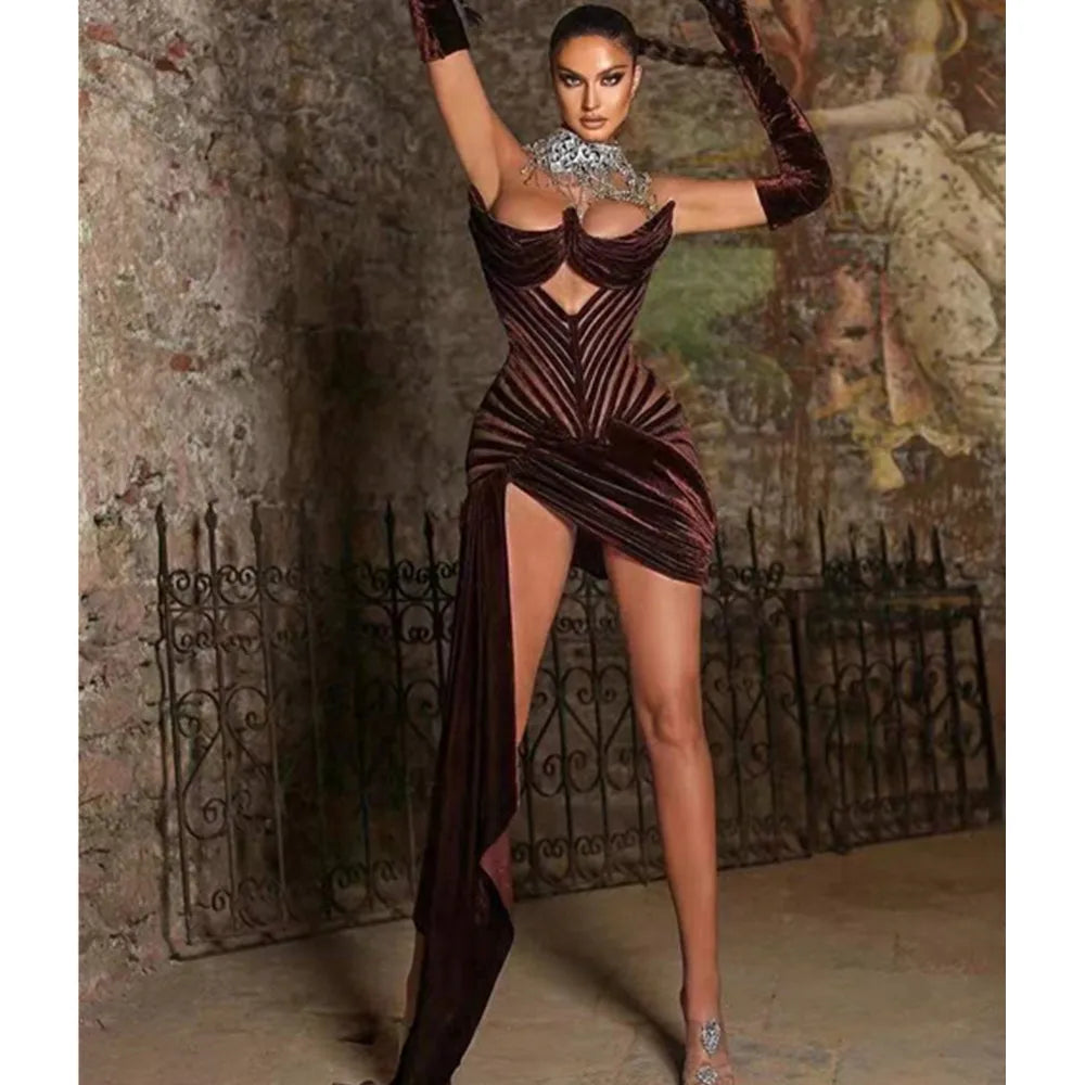 Velvet Burgundy Ribbed Dress