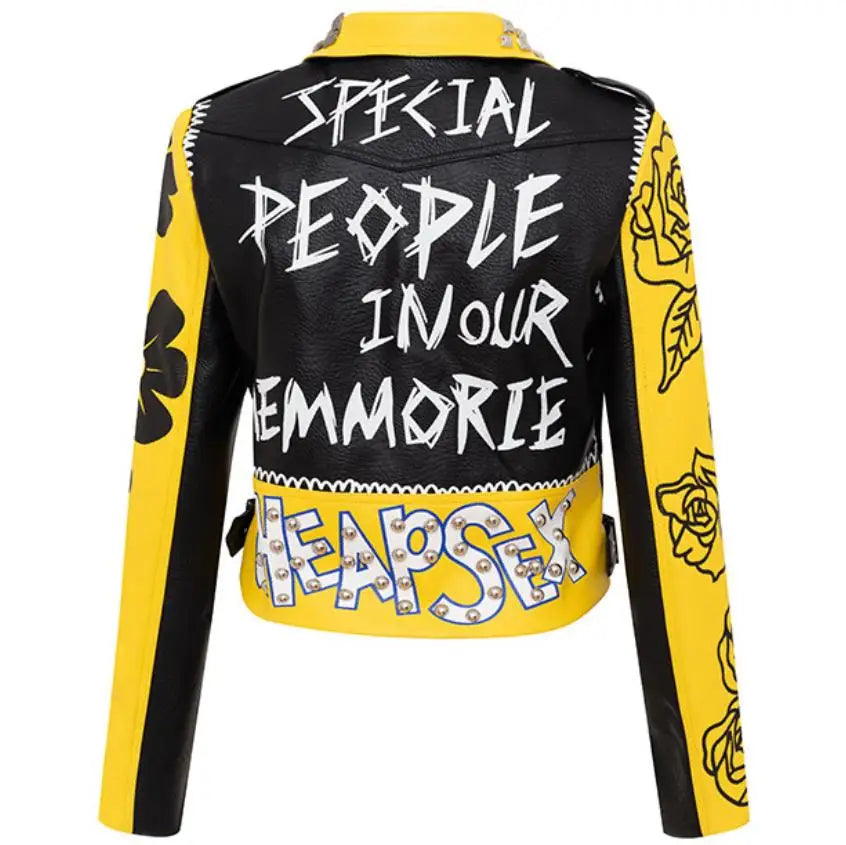 Rivet beading Pu Leather Jacket