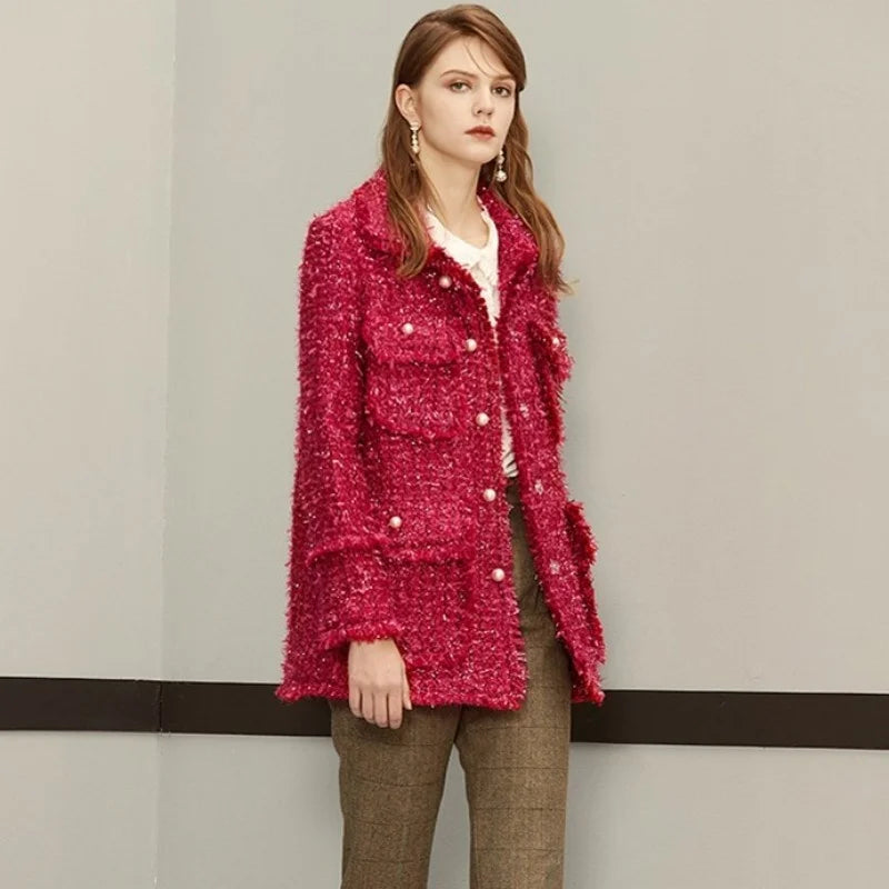 New Brand Designer Women Tweed Long