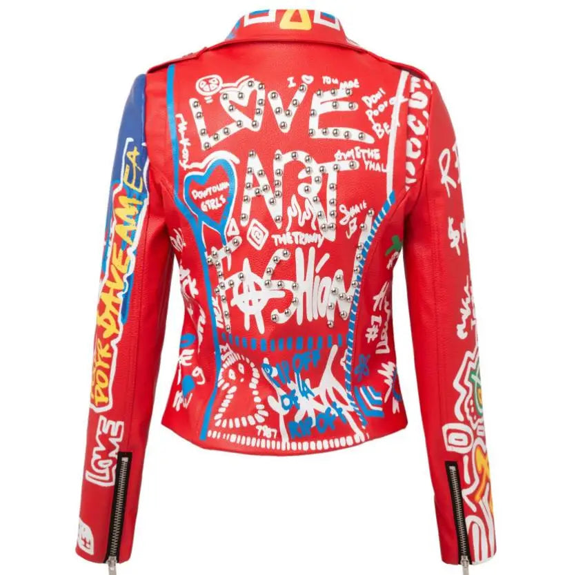 Rivet beading Pu Leather Jacket