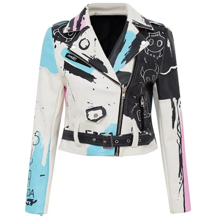 Rivet beading Pu Leather Jacket