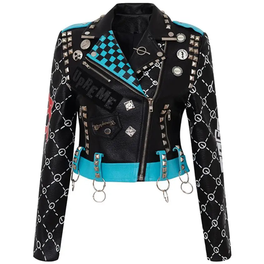 Rivet beading Pu Leather Jacket