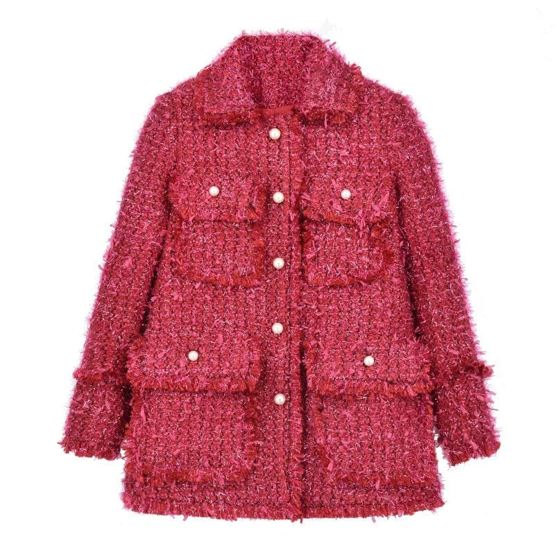 New Brand Designer Women Tweed Long