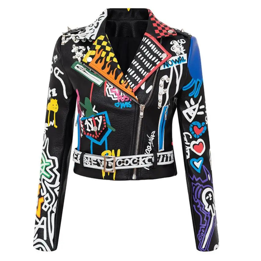 Rivet beading Pu Leather Jacket