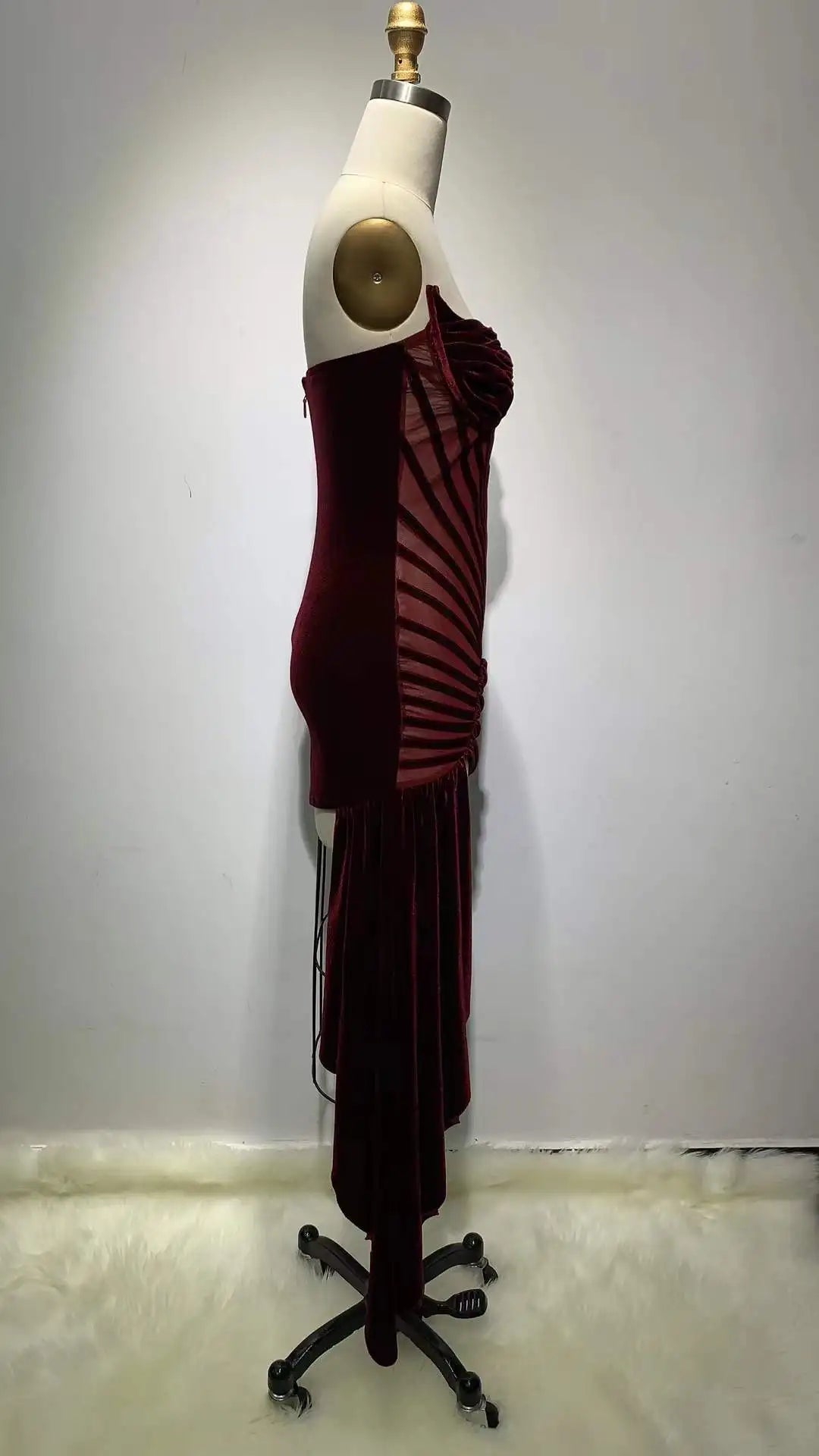 Velvet Burgundy Ribbed Dress