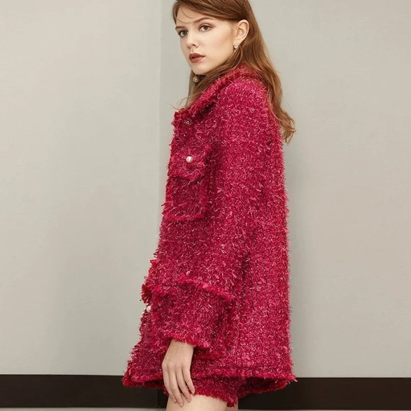 New Brand Designer Women Tweed Long