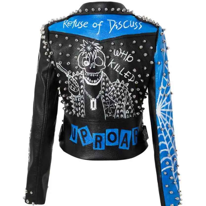 Rivet beading Pu Leather Jacket