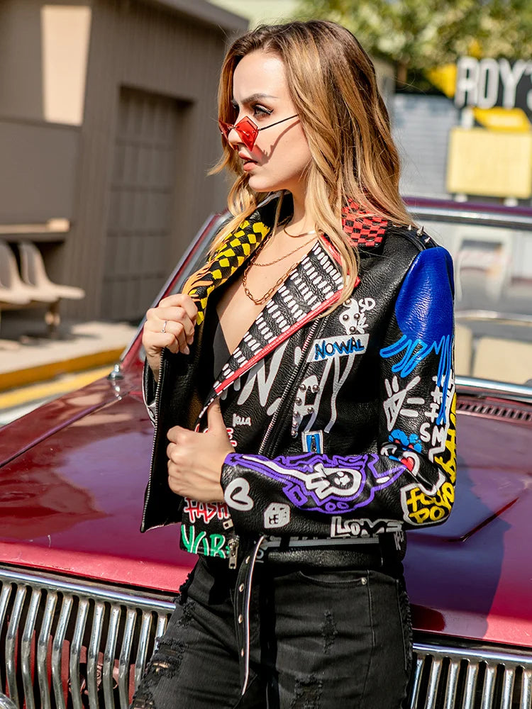 Rivet beading Pu Leather Jacket