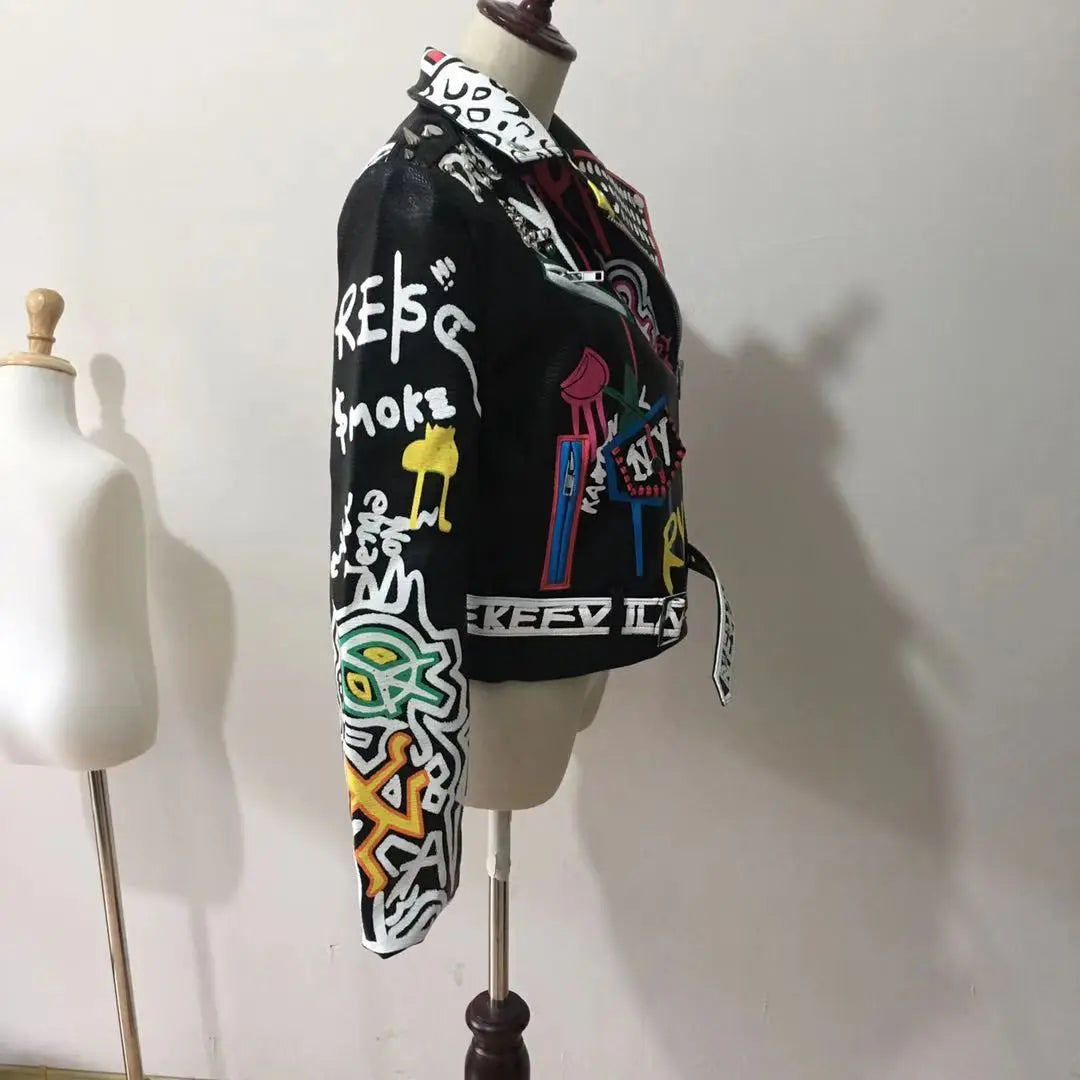 Rivet beading Pu Leather Jacket