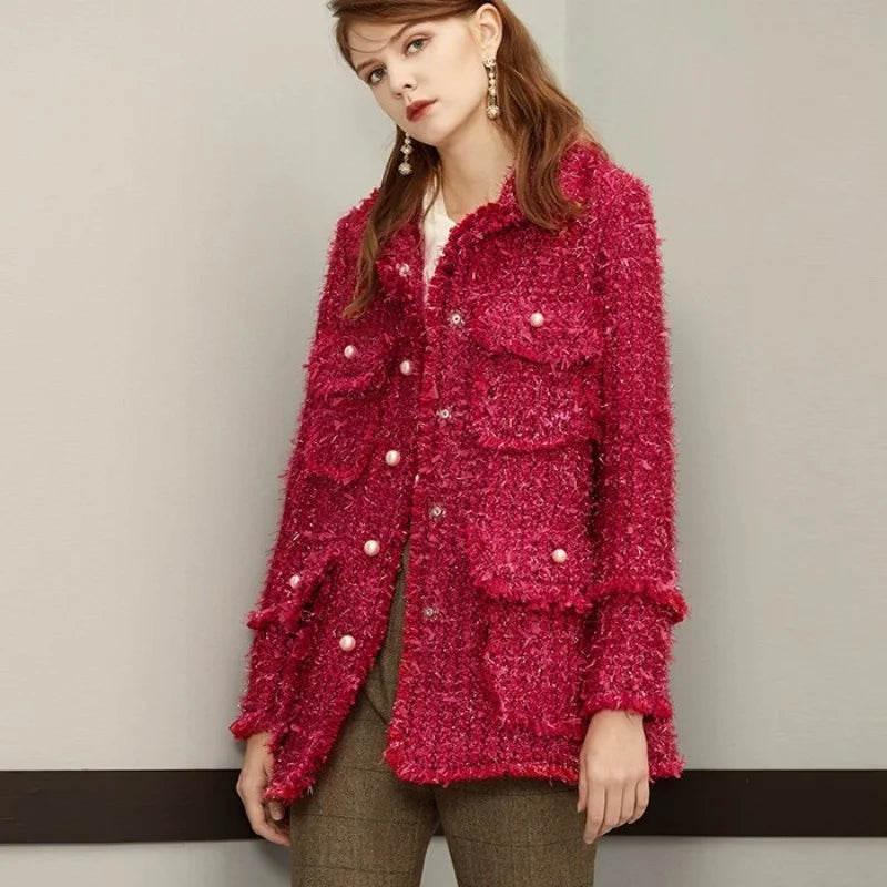 New Brand Designer Women Tweed Long