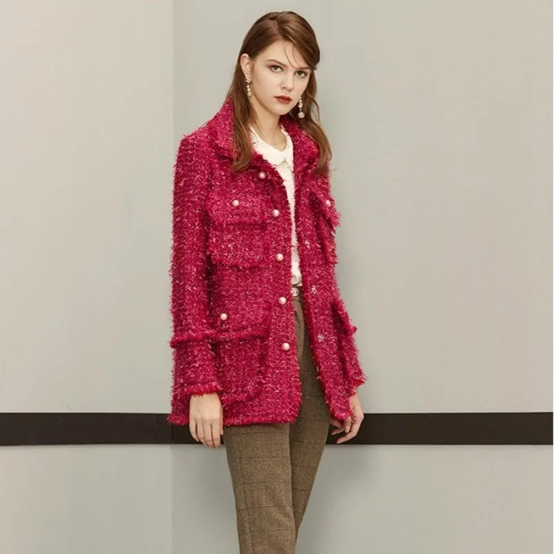 New Brand Designer Women Tweed Long