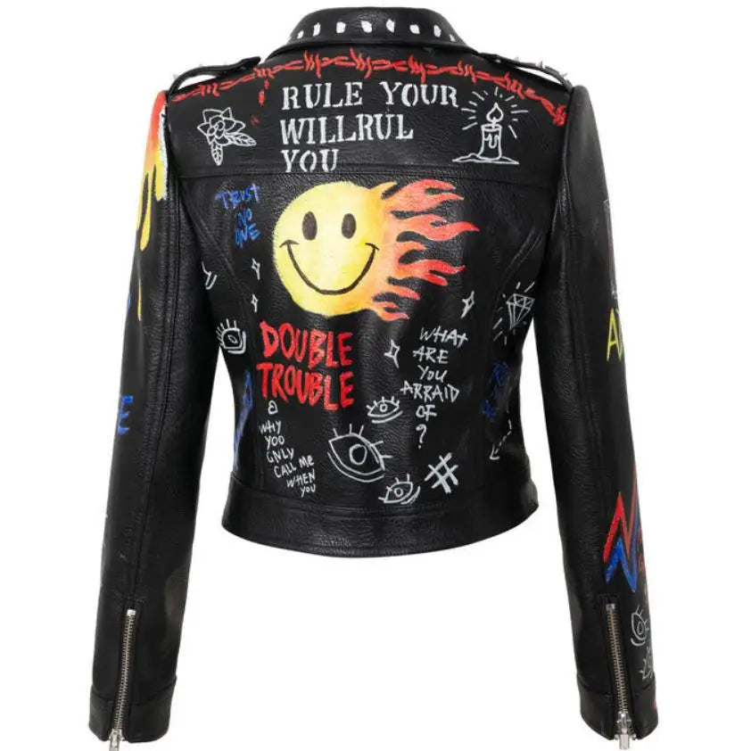 Rivet beading Pu Leather Jacket