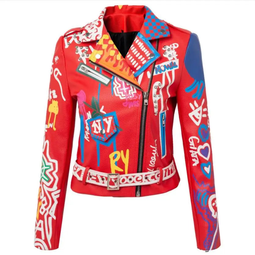 Rivet beading Pu Leather Jacket