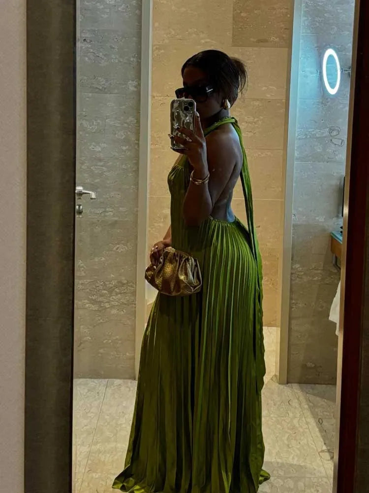 Green Evening Elegant Sexy Summer Pleated