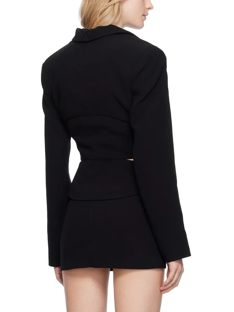 Patchwork Lace Up Blazer