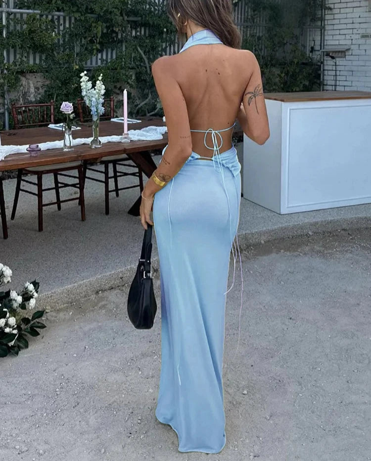 Halter Shirring Maxi