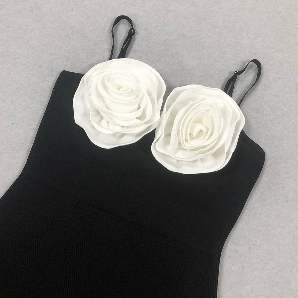 2024 New Black Sexy Strap Flower