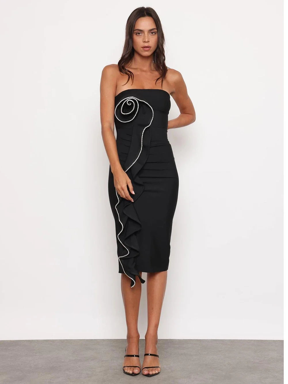 Strapless 3D Floral Diamond Tight