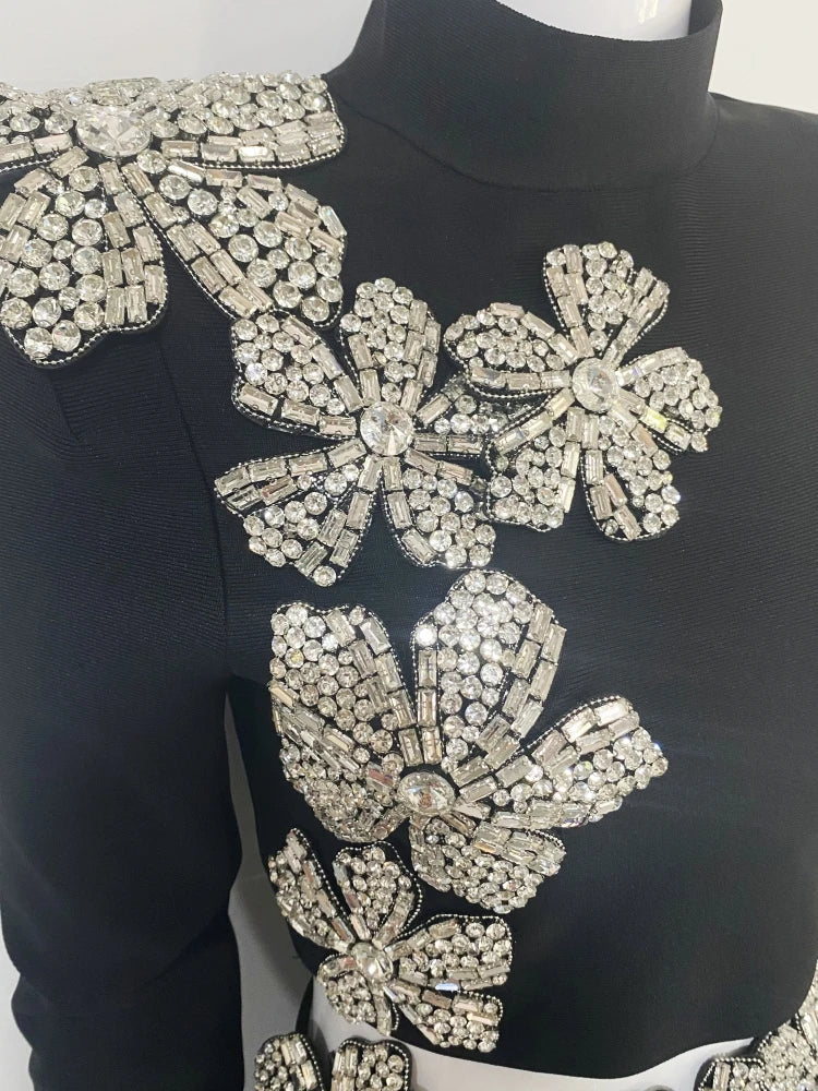 Flower Top + Bodycon Mini Skirts Suits