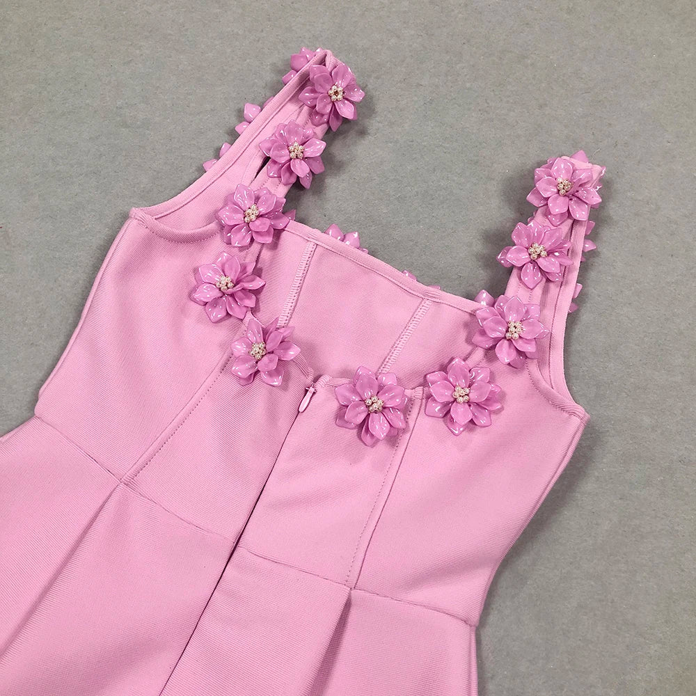 Elegant Sleeveless Appliques Diamond Flower