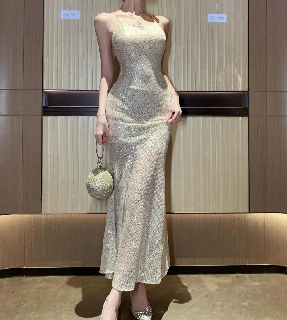 Silver Sexy Club Sequin Summer Slip