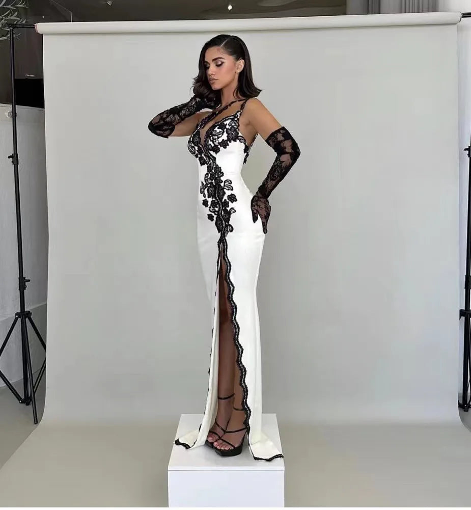 Sexy Black Lace High Split Bodycon
