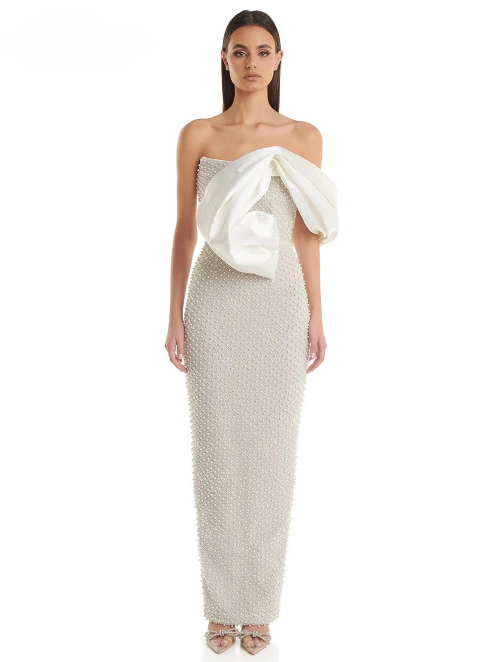 2024 Sexy Strapless Pearl Decorative