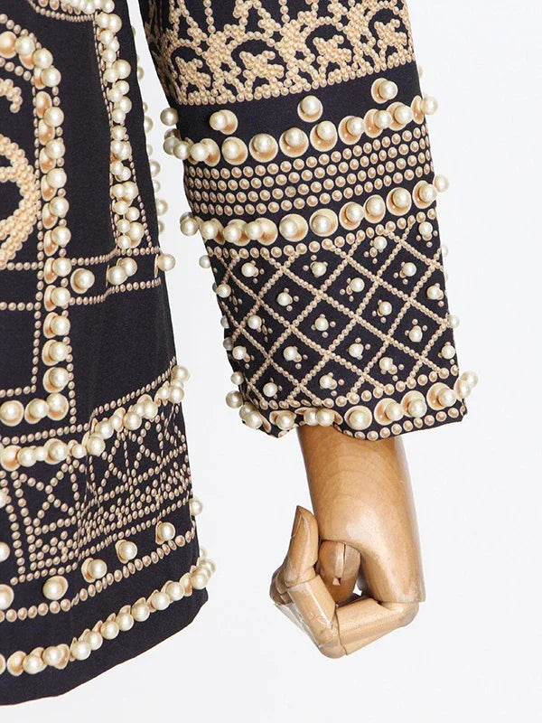 Pearl Suit Printed Long-Sleeved V-Neck