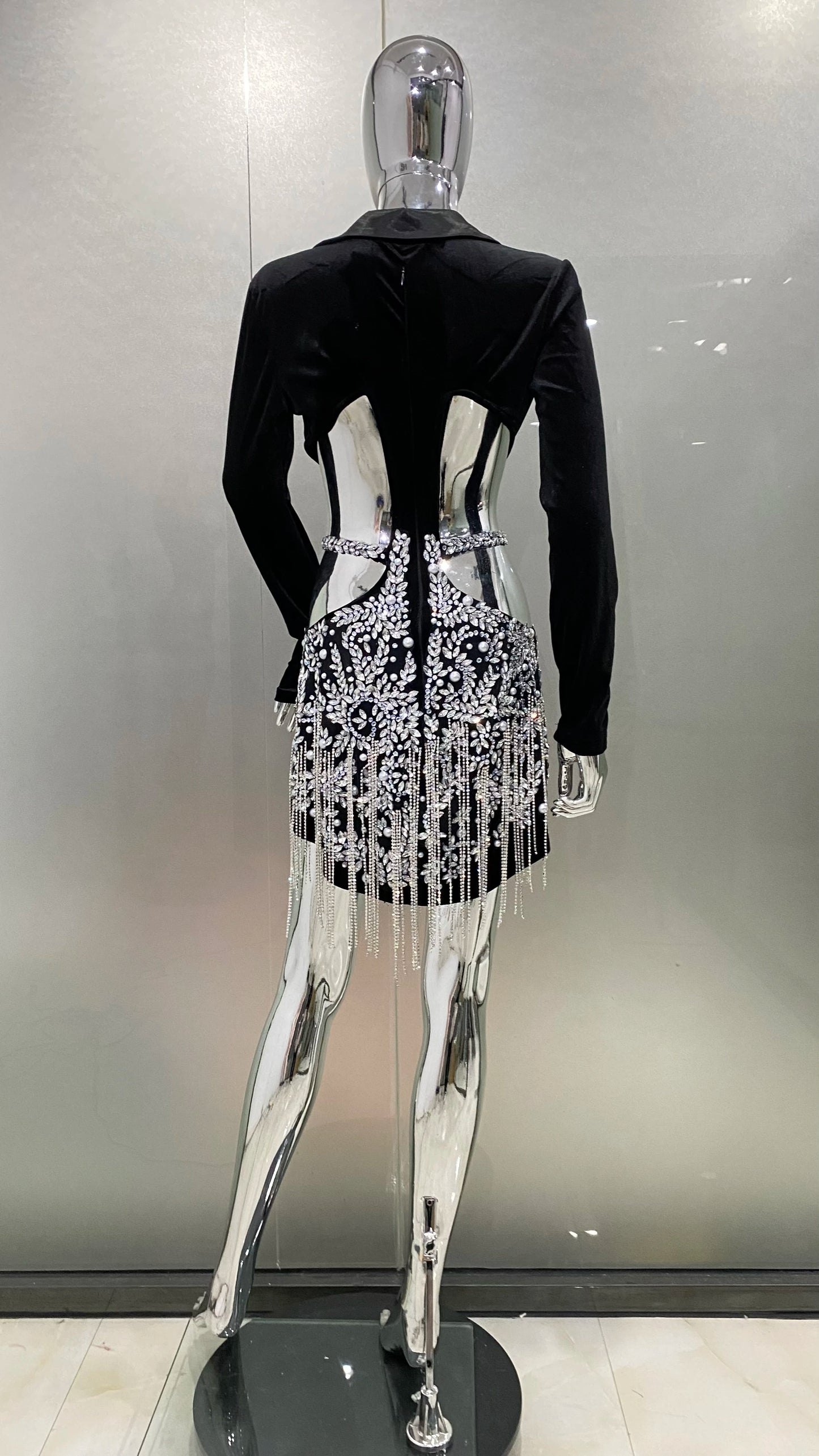 Black Velvet Luxury Diamonds Tassel Sexy