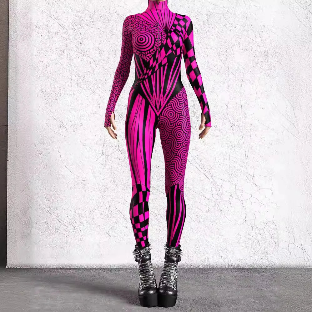 Cyber Punk Art Irregular Lines Jumpsuit