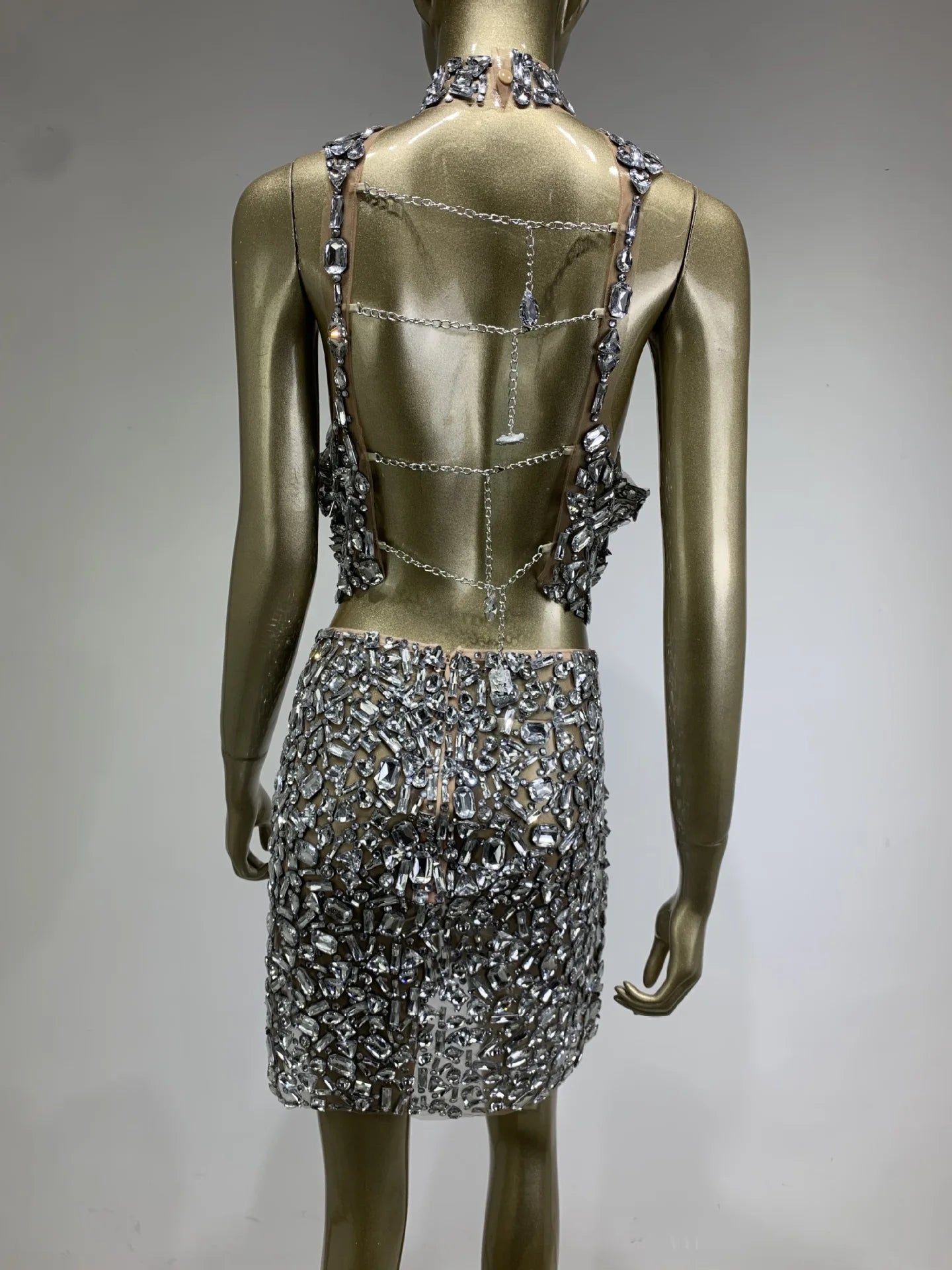 Sparkling Rhinestone Sexy Halter 2-Piece