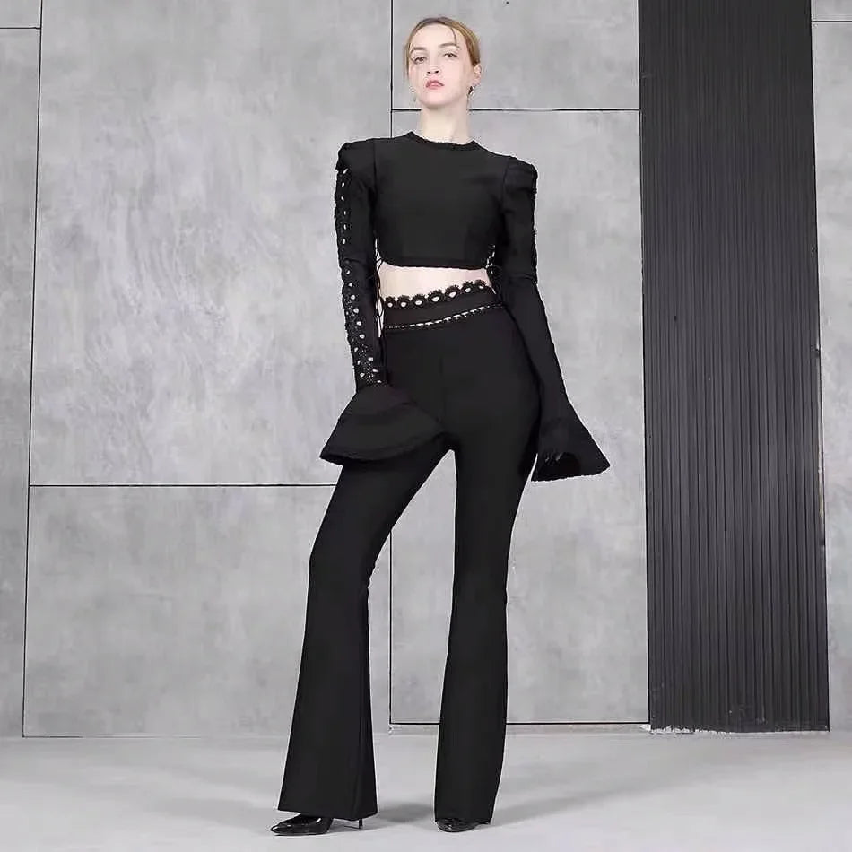 Flare Black White Two Pieces Bandage Set