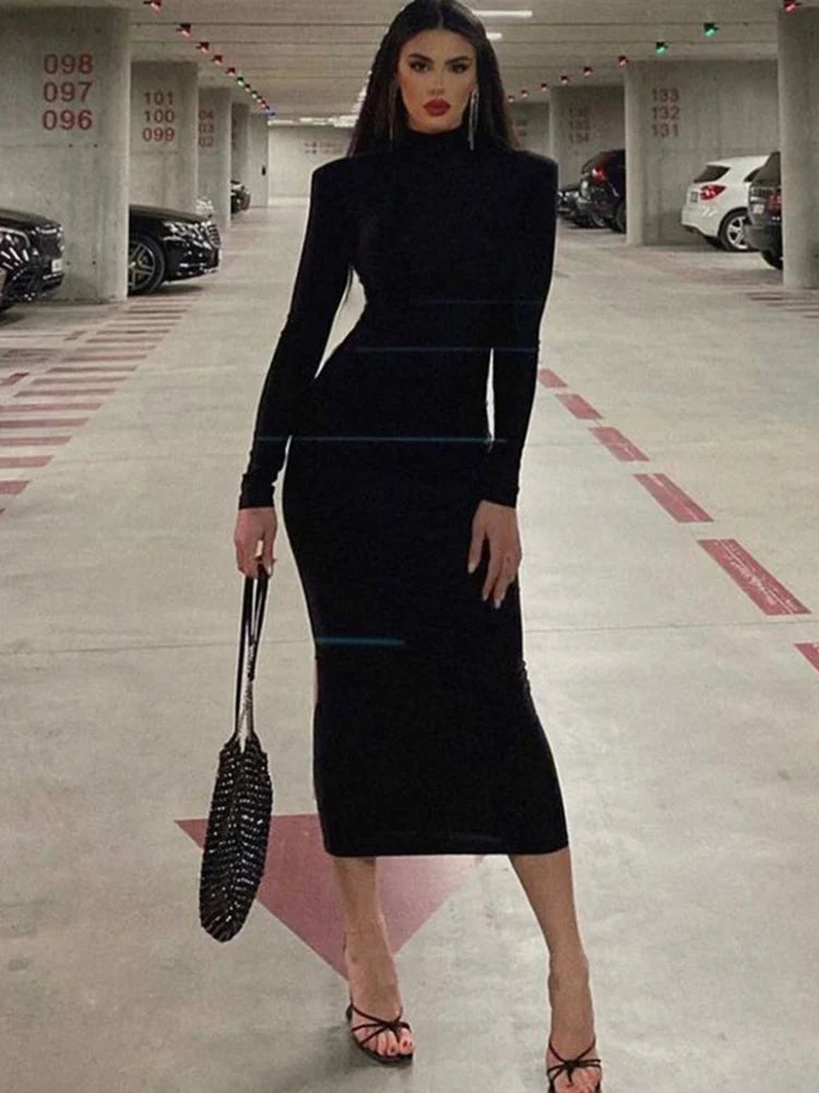 Turtleneck Black Sexy Bodycon