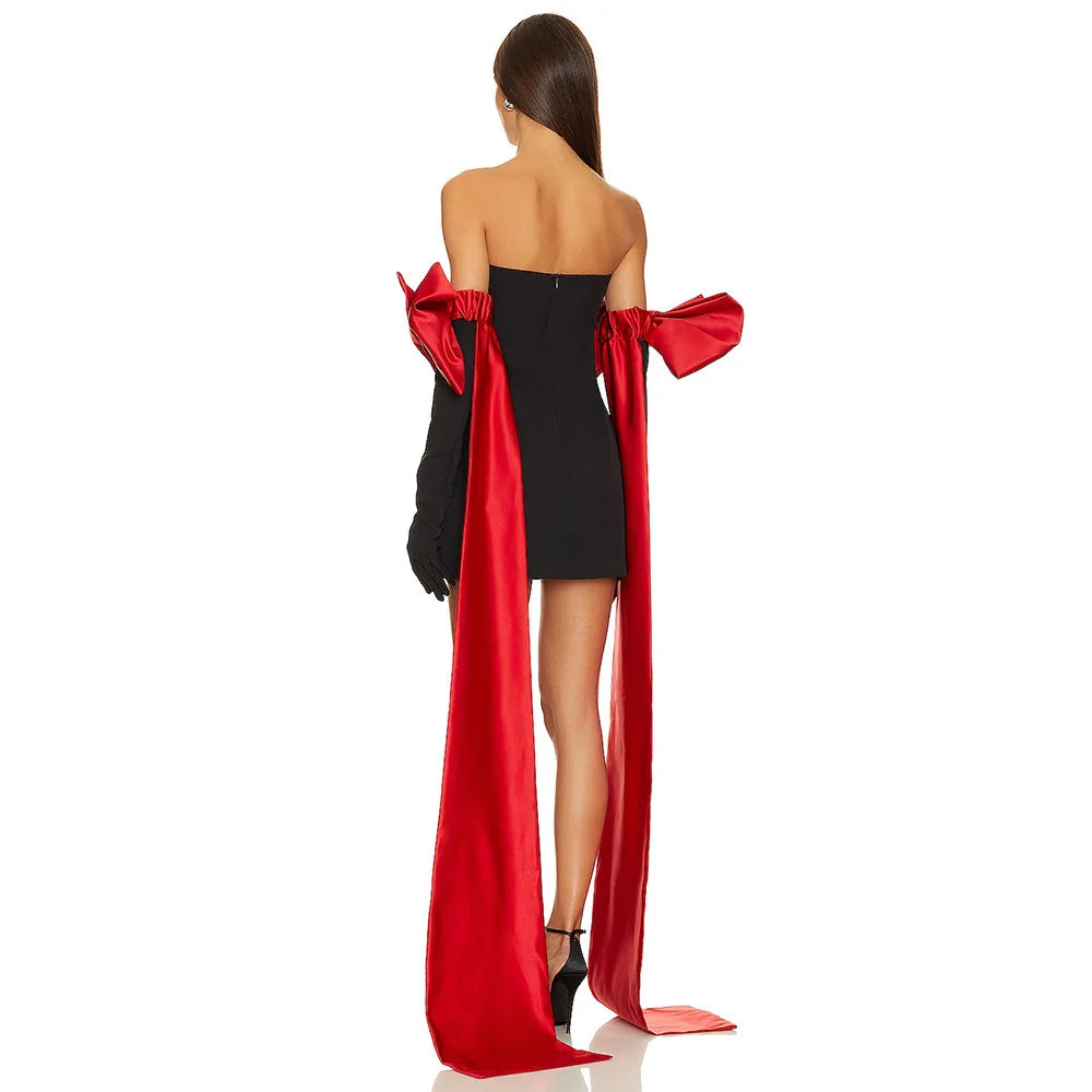 Black Sexy Off Shoulder Bow Prom Bodycon Dress