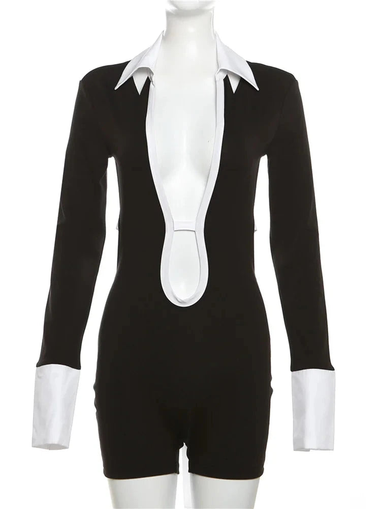 Panelled Hollow Out Playsuits