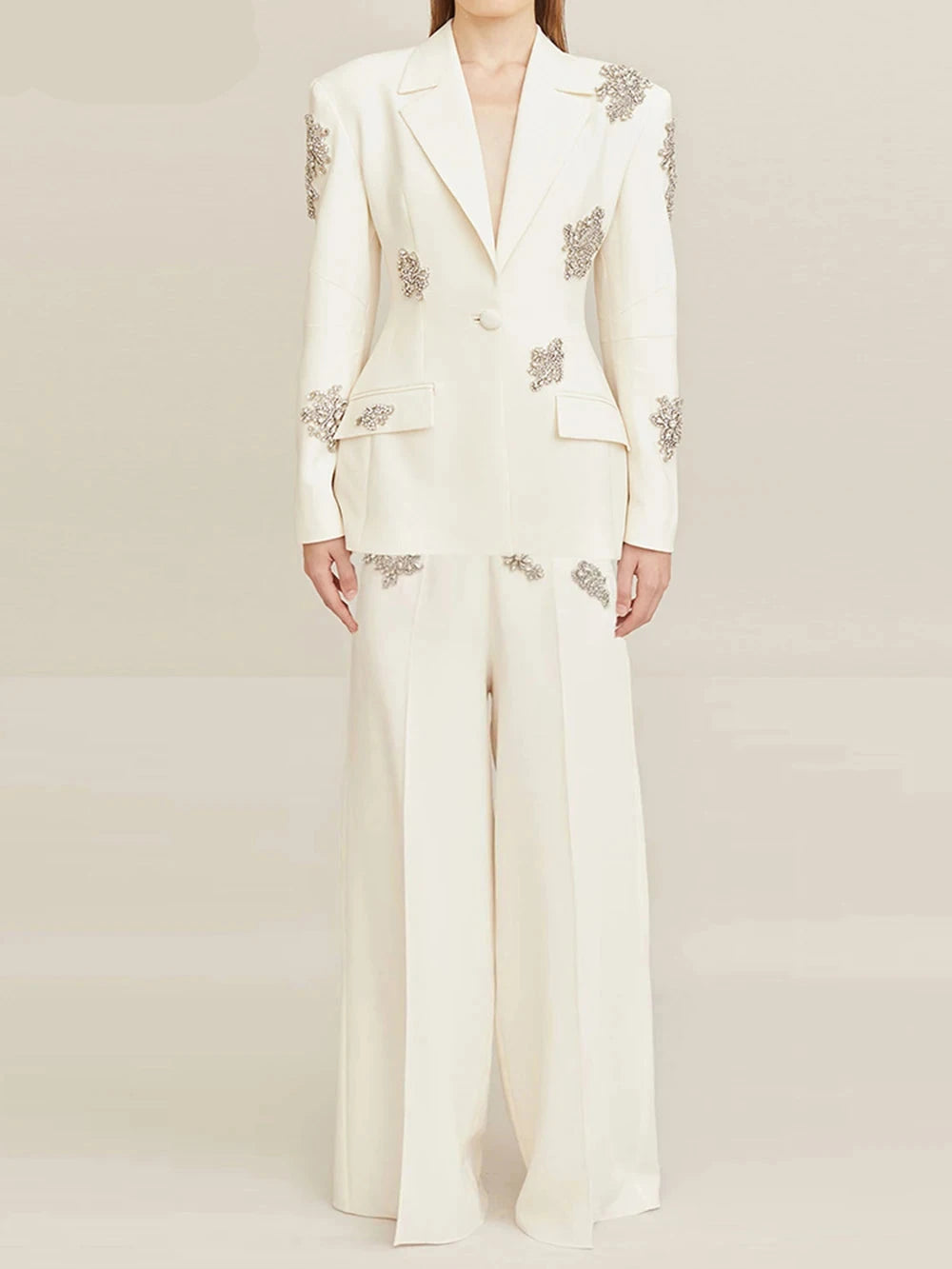 High Quality Luxury Diamond White Suit