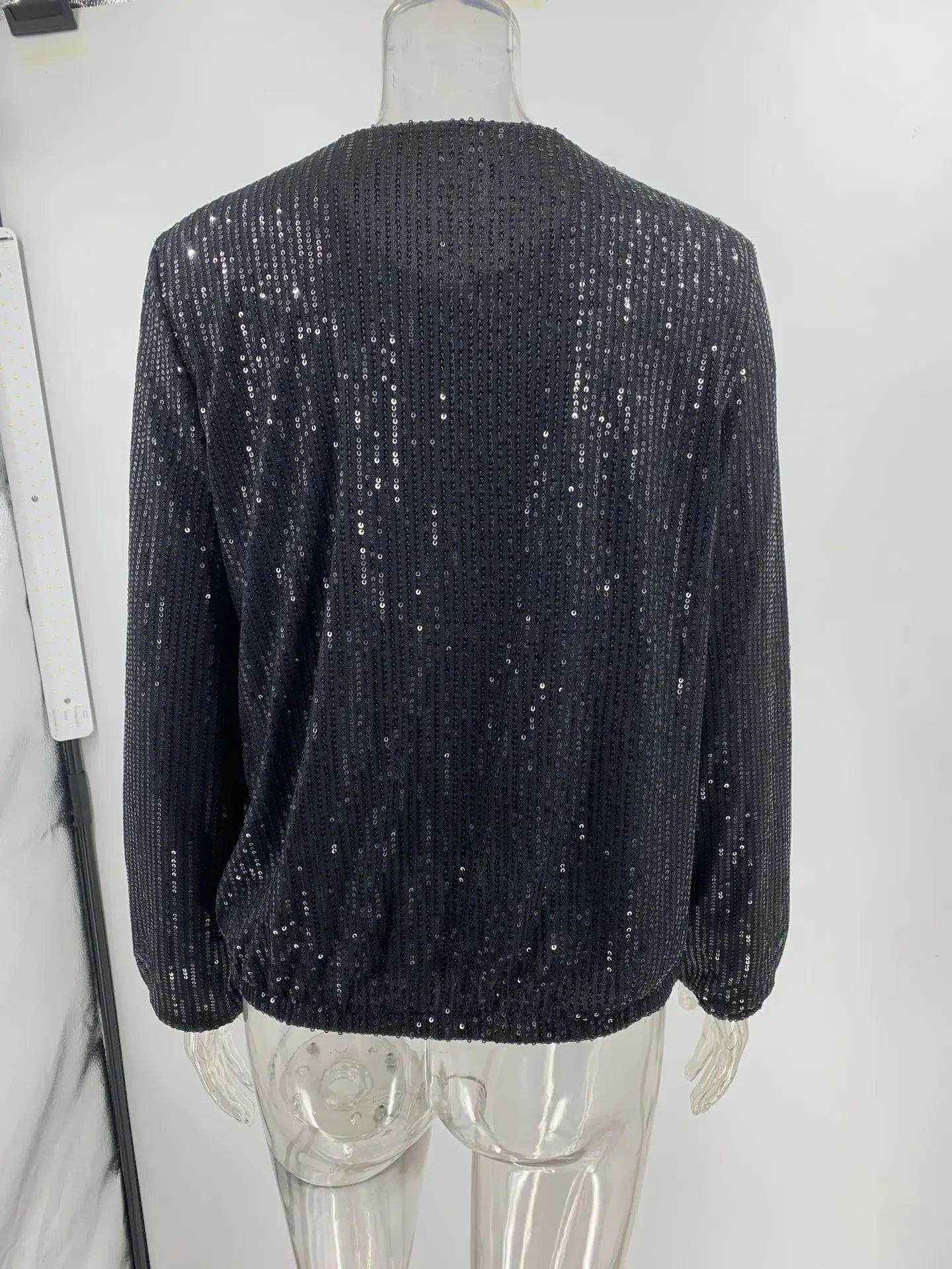 Elegant Sequin O Neck Jacket