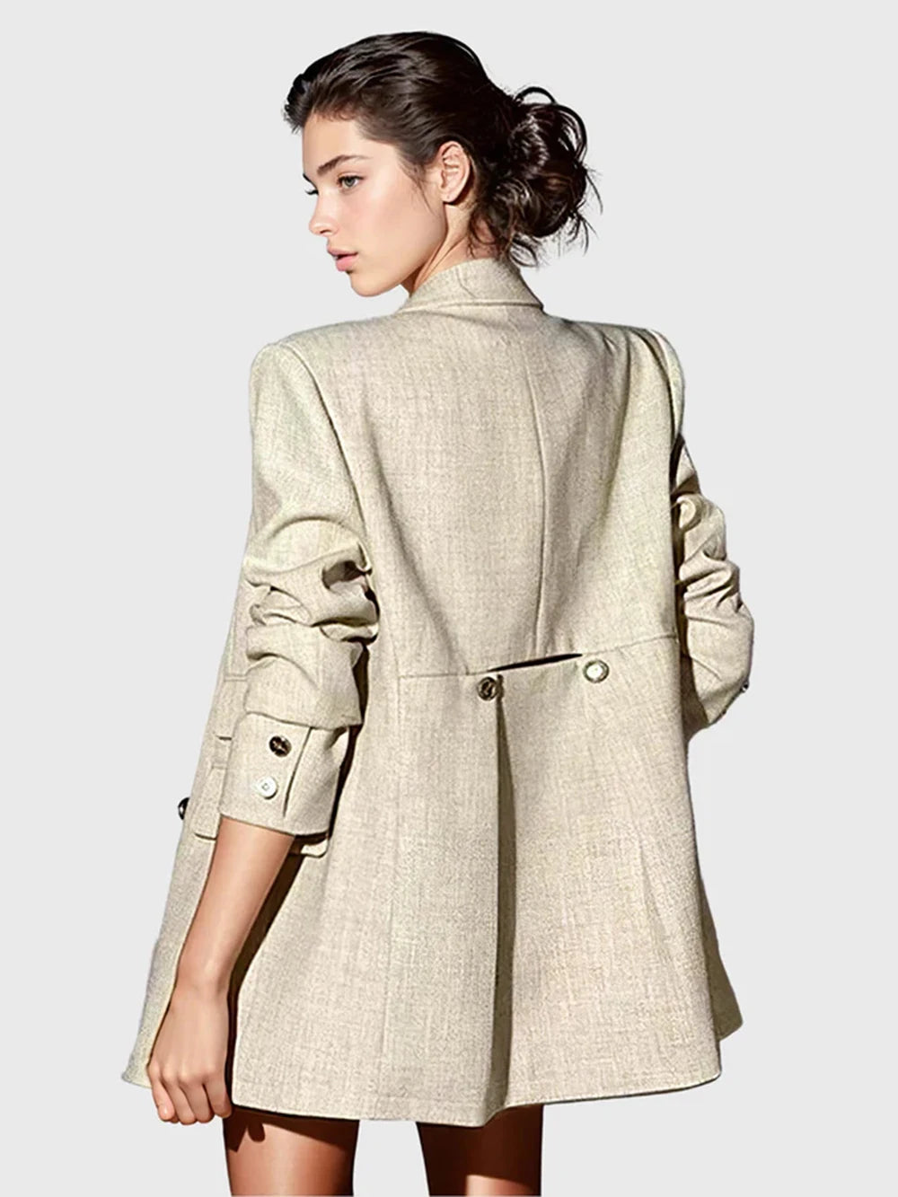 Three Piece Set Hollow Out Slim Vest+Single Breasted