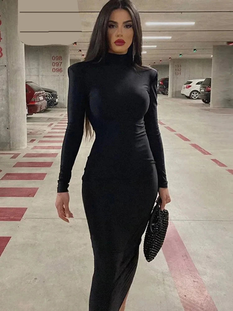 Turtleneck Black Sexy Bodycon
