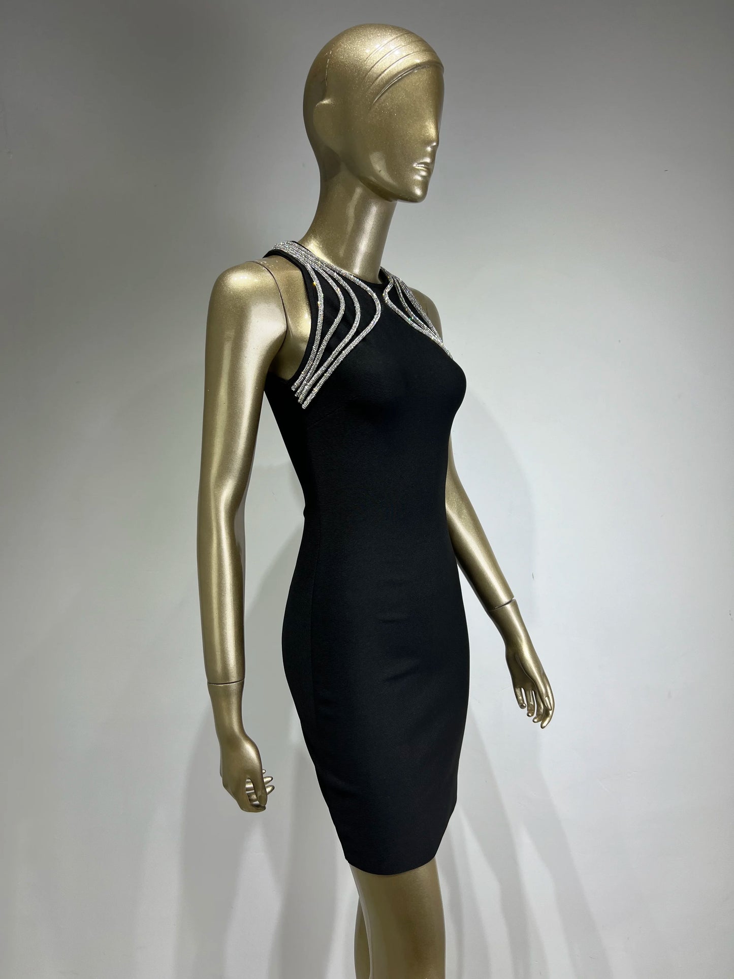 Luxury Diamonds Black Mini Bandage Dress