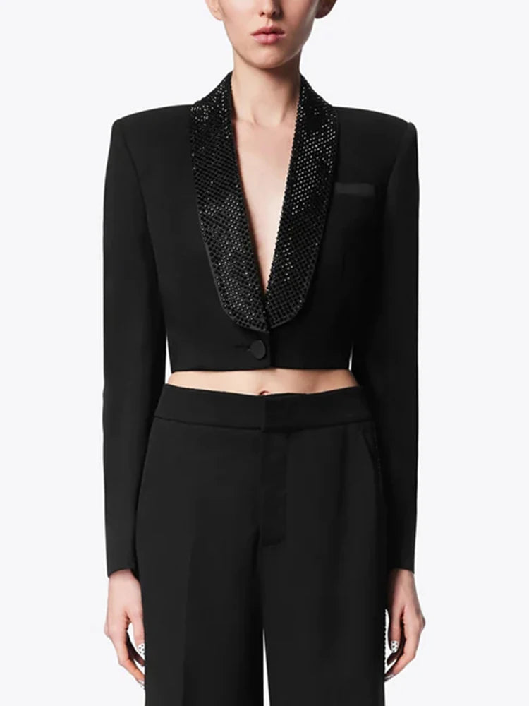 Solid Patchwork Diamonds Backless Blazer