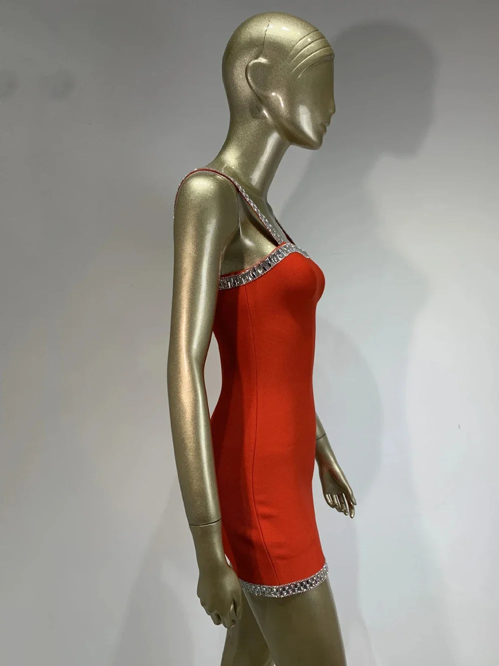 Red Sexy Rhinestone Tight Dress