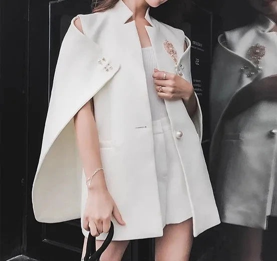 Pearls Beading Batwing Sleeve Cloak