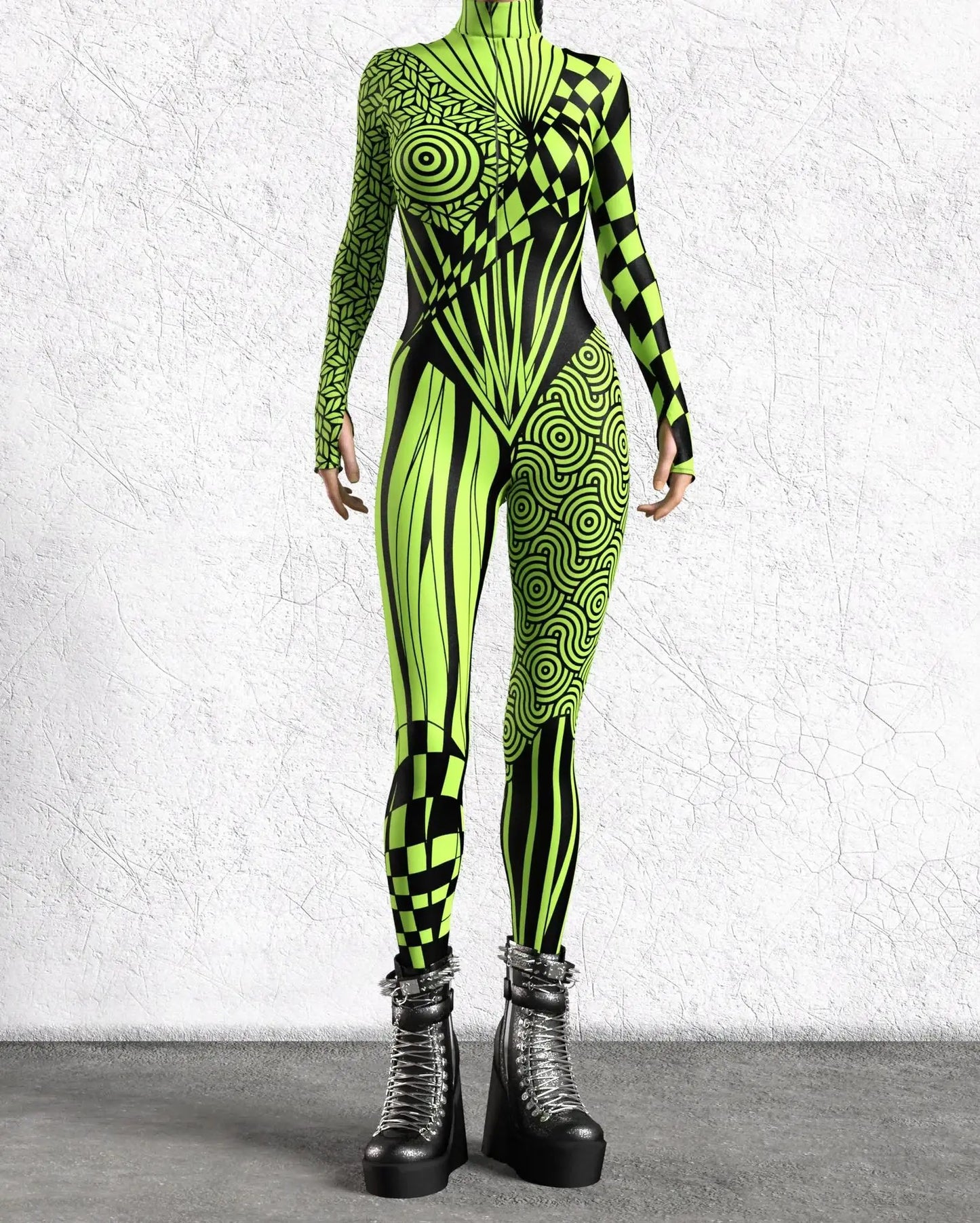 Cyber Punk Art Irregular Lines Jumpsuit