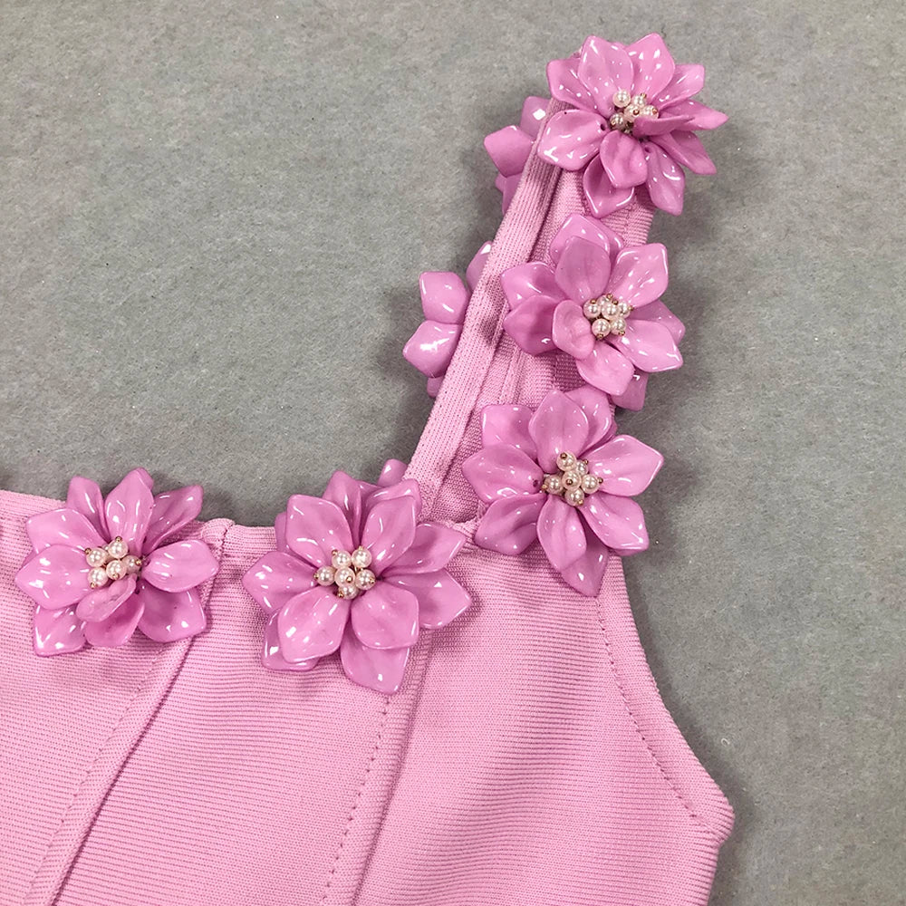 Elegant Sleeveless Appliques Diamond Flower
