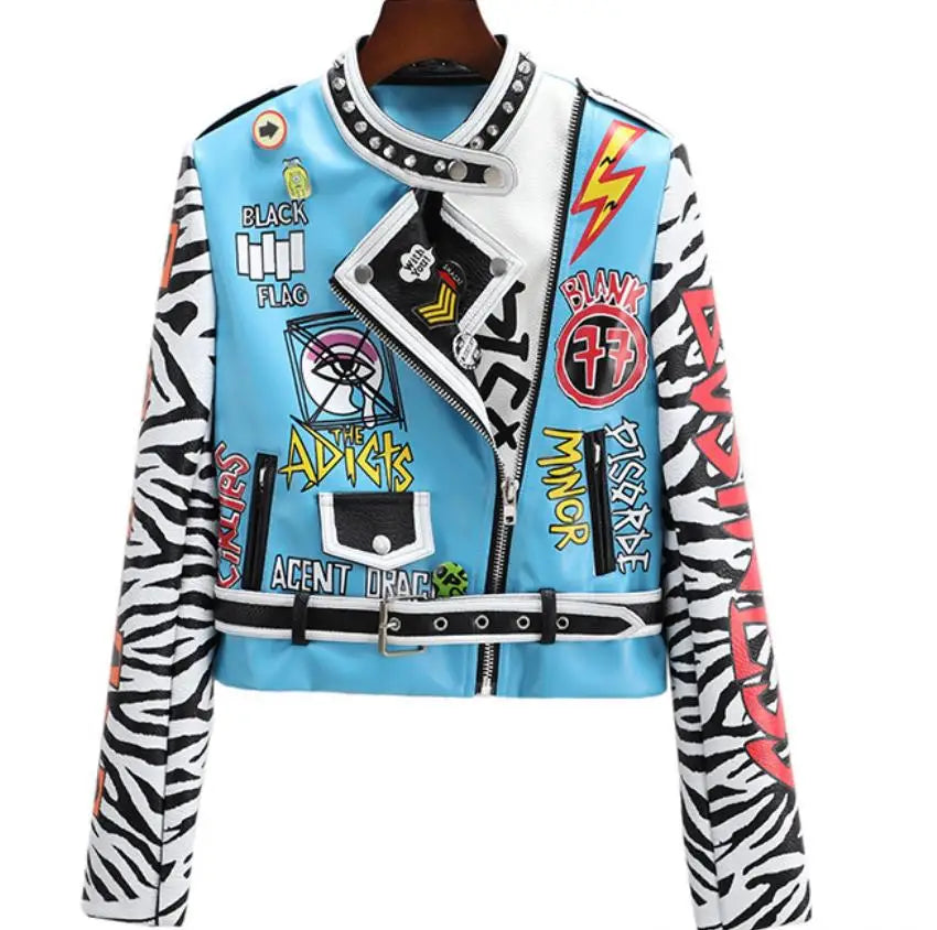 Rivet beading Pu Leather Jacket